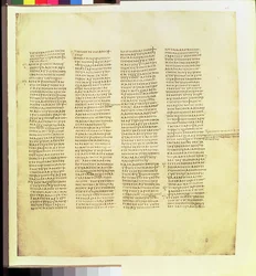 Folio fra St. Johns Gospel, faksimile av Codex Sinaiticus, 4. århundre e.Kr., utgitt av Clarendon Press, Oxford, vol. 1. Det nye testamente 1911